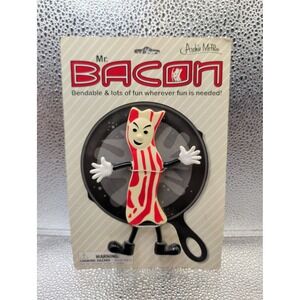 New Vintage Archie McPhee Mr Bacon Bendable Figure On Original Card 6"